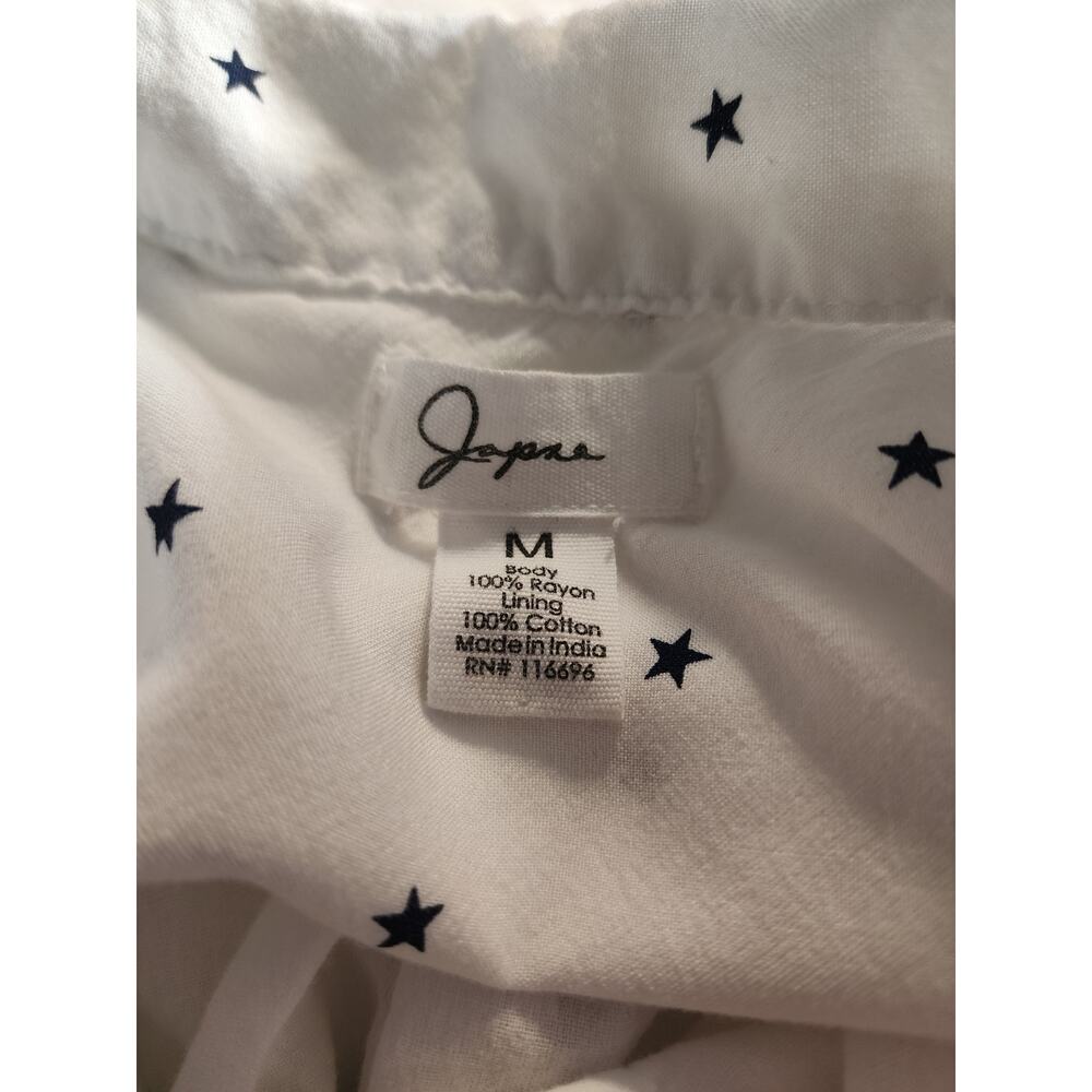 Japna White Blue Stars lined Sleeveless Button Down Shirt Dress Size Medium - Picture 5 of 7